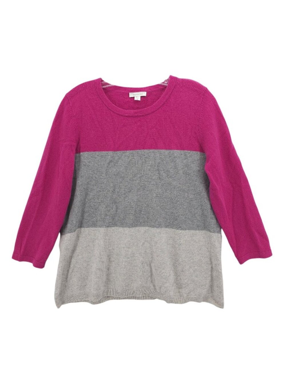 GARNET HILL 100% Cashmere Sweater Pullover Colorblock 3/4 Sleeve Size MEDIUM